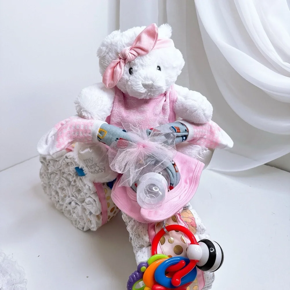 Motorcycle Girls Diaper Cake, Baby Shower Gift
